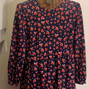 Elastic Waist Long Sleeve heart print dress